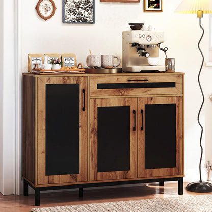 Storage Cabinet, Wooden Buffet Sideboard with Drawer, Doors, Removable Shelves