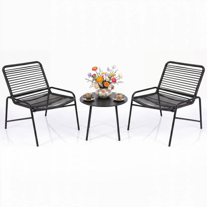 3 Piece Patio Bistro Set, Metal Frame Garden Furniture Set