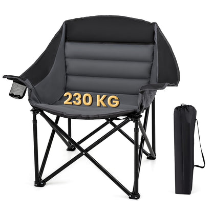 Oversized Folding Camping Chair, Padded Oxford Chair with Cup Holder, Side Pocket & Carry Bag