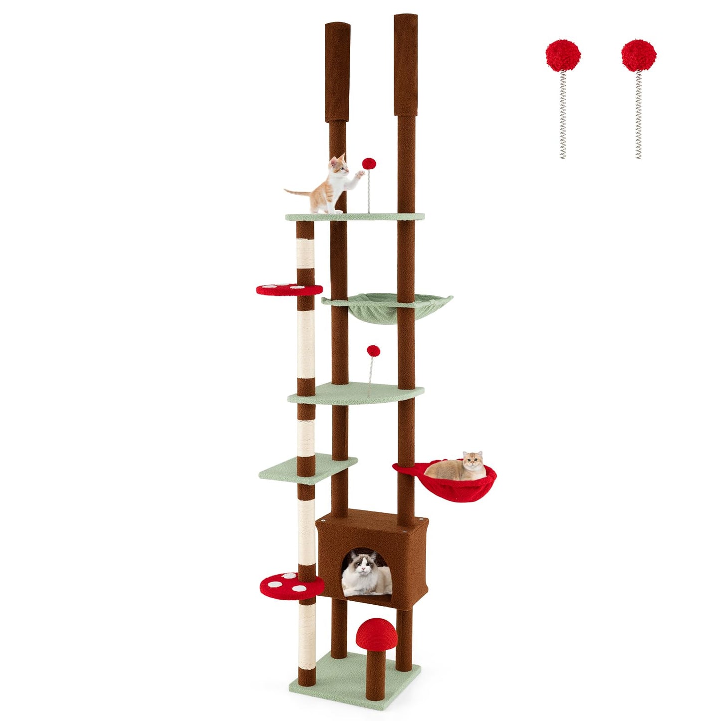 Floor to Ceiling Cat Tree, Tall Cat Tower with 202-224cm/238-265cm Adjustable Height