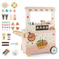 Kids Pizza Food Truck Wooden Pretend Play Snack Cart with Oven