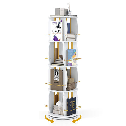 2/3/4-Tier Rotating Bookshelf Tower with Display Stands