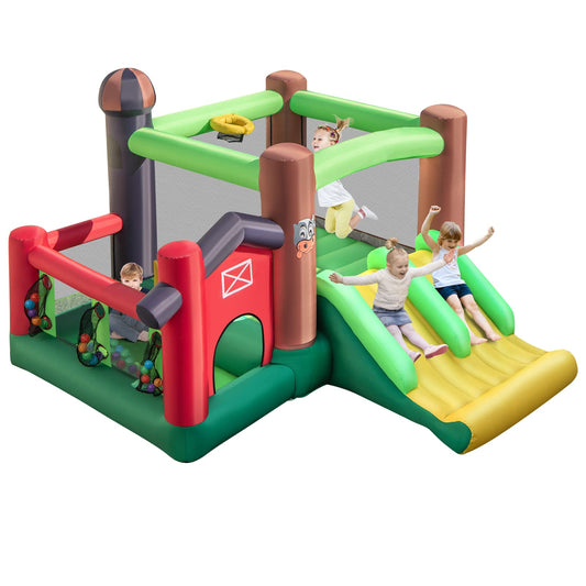Inflatable Trampoline Bouncy House with Dual Slides without Blower