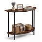 2-Tier Industrial Sofa Couch Table with Open Storage Shelf and Heavy-duty Metal Frame