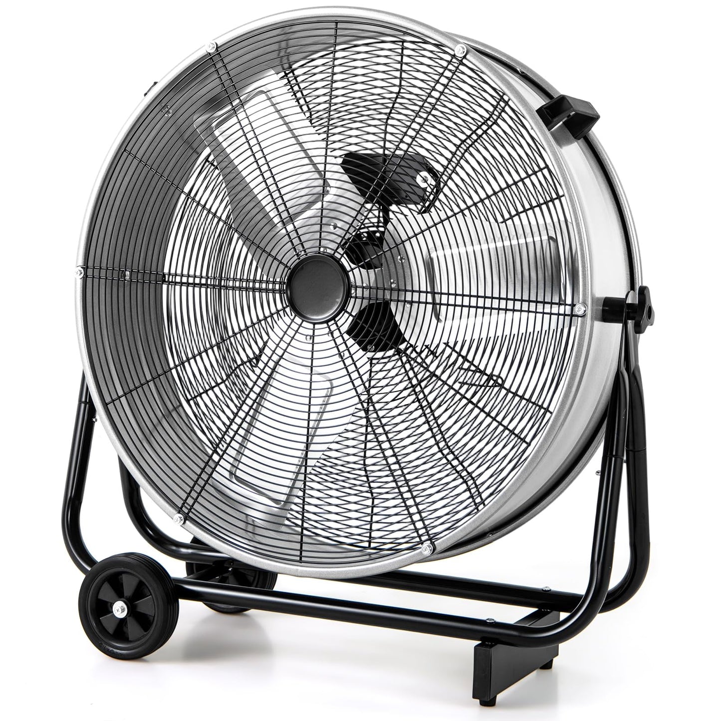 24 Inch Industrial Drum Fan with 360° Adjustable Tilt and 2 Wheels