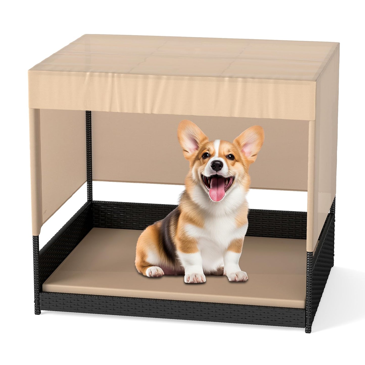 Elevated Wicker Dog House for Small to Medium Breeds