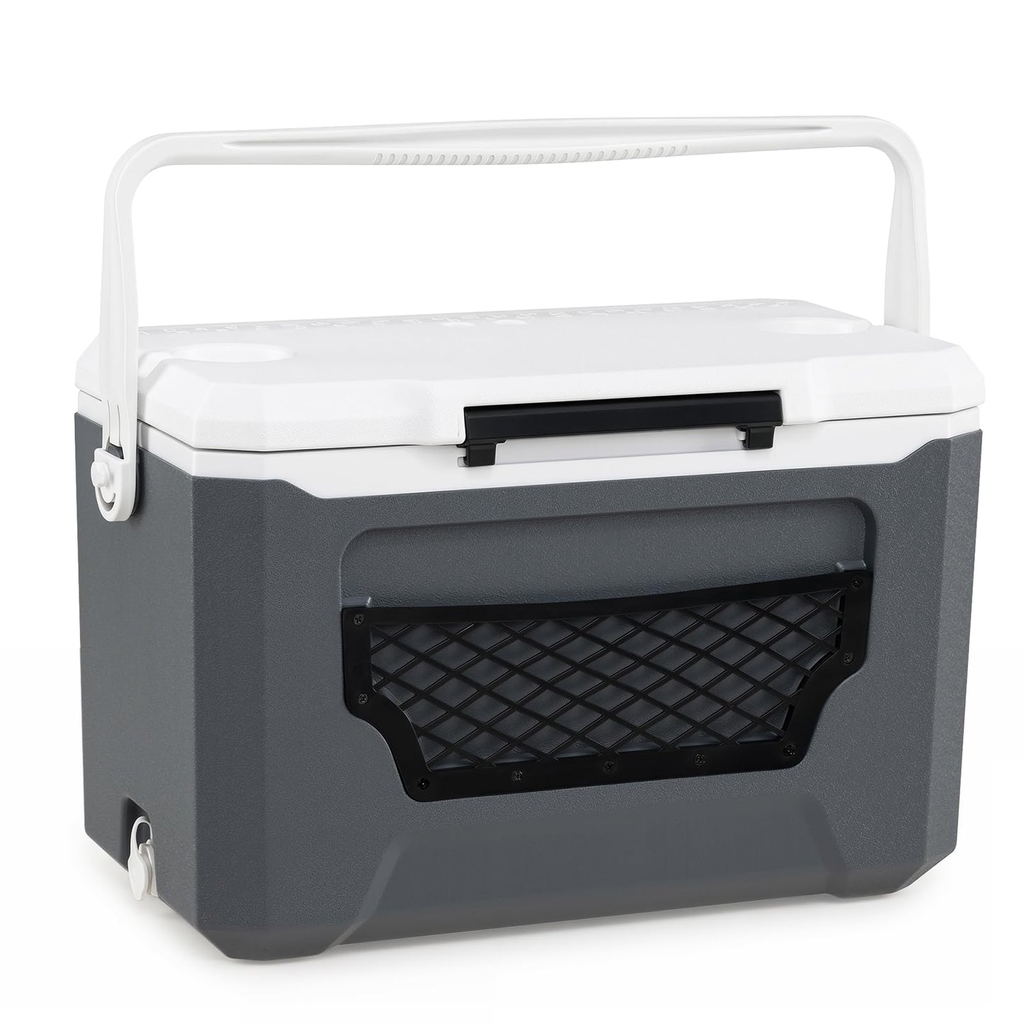 Insulated Cool Box, Ice Chest Box | Cup Holders, Drain Plug & Mesh Storage Pocket