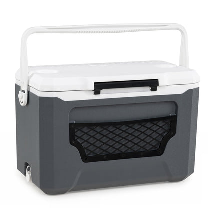 Insulated Cool Box, Ice Chest Box | Cup Holders, Drain Plug & Mesh Storage Pocket