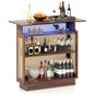 Bar Table, 4-Tier Rattan Bar Cabinet with RGB LED Light
