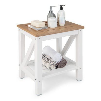 Shower Stool, HDPE Slatted Bathtub Shower Chair with Anti-Slip Foot Pads