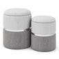 Modern Round Linen Fabric Storage Ottoman Set of 2