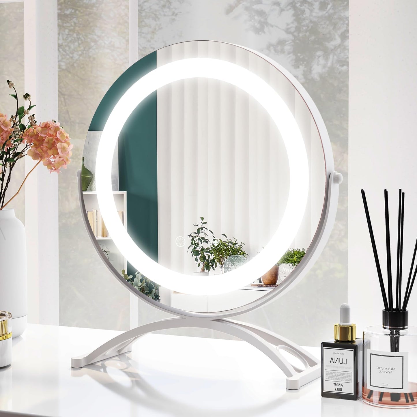 30 CM LED Lighted Round Makeup Vanity Mirror with Smart Touch Control