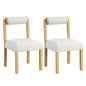 Wooden Dining Chair Set of 2 Faux Sherpa Upholstered Kitchen Chairs
