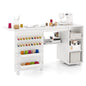 Folding Sewing Table, Rolling Craft Table Hobby Desk with Storage Shelves