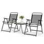 Garden Folding Chairs and Table Set with Marble-like Tabletop
