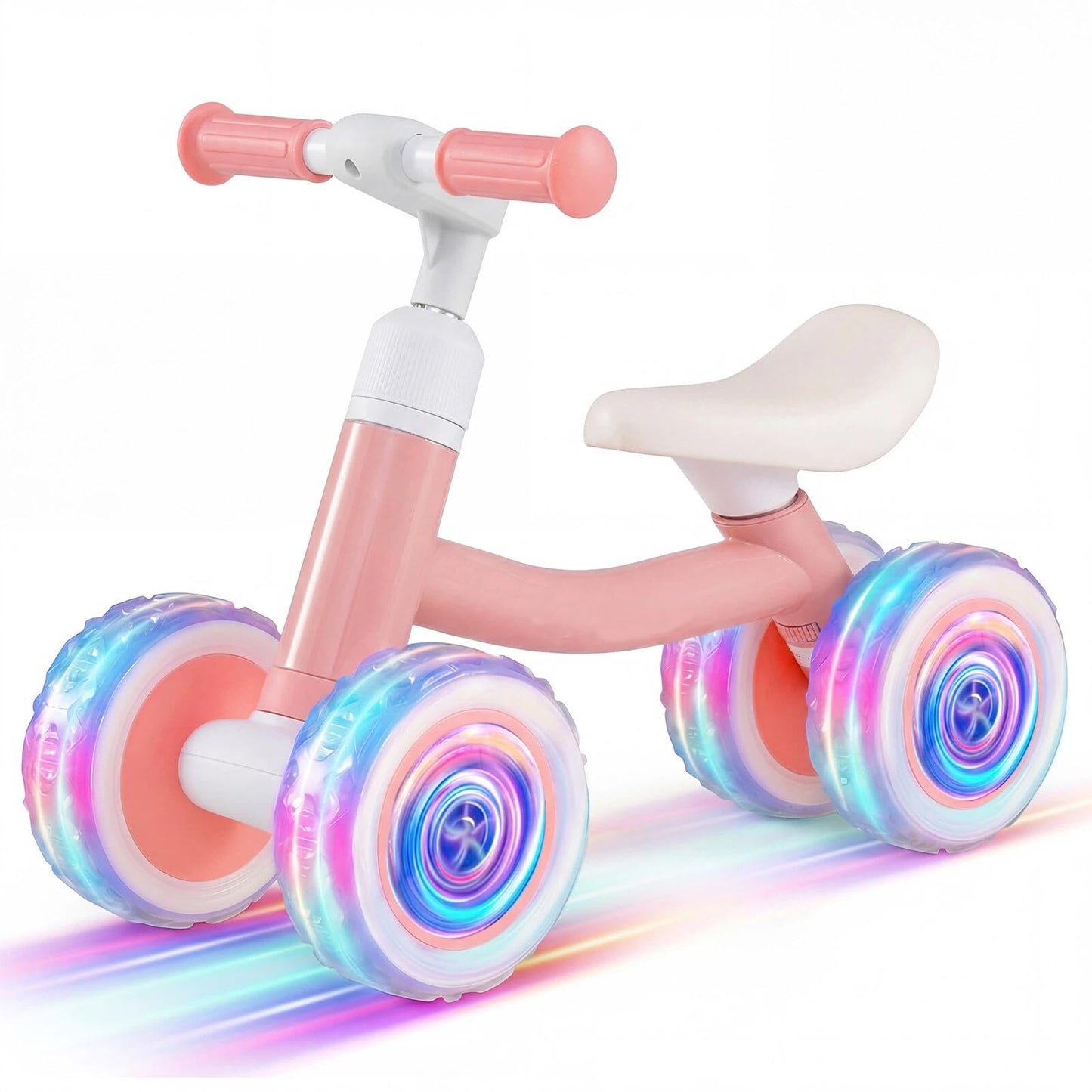 Baby Balance Bike, 4 Colorful Lighting Wheels Toddler Bikes with Adjustable Handlebar & Seat