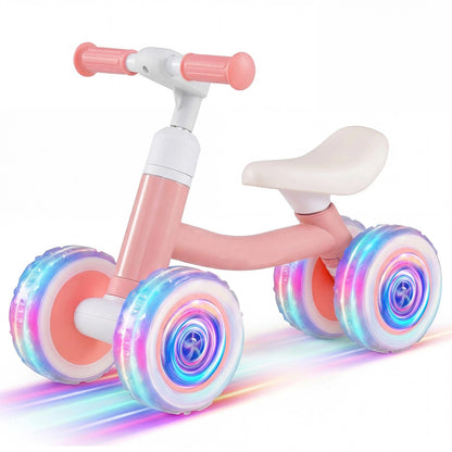 Baby Balance Bike, 4 Colorful Lighting Wheels Toddler Bikes with Adjustable Handlebar & Seat
