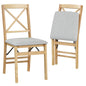 Padded Folding Chair Set of 2/4, Rubber Wood Counter Dining Chairs with Backrest