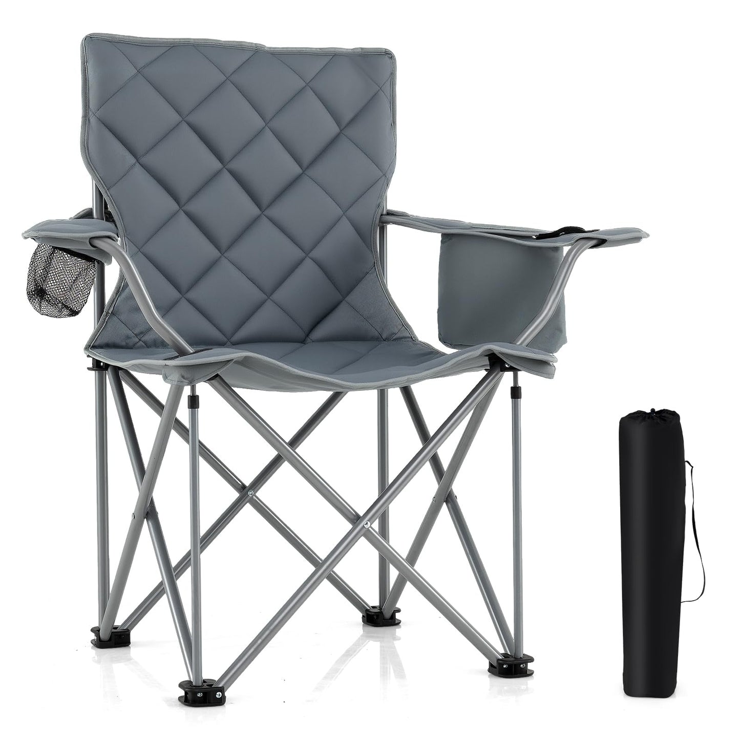 227kg Oversized Camping Chair, Heavy Duty Outdoor Folding Chair with Cooler Pouch