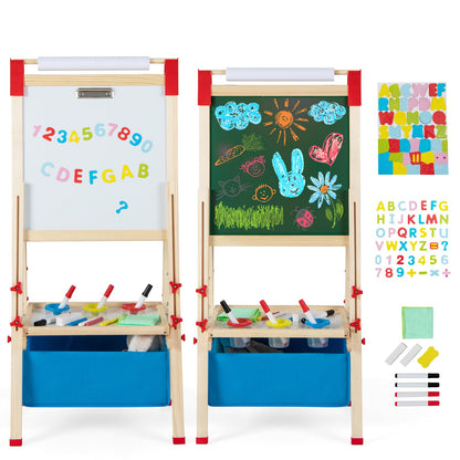 Adjustable Height Double Sided Easel with Magnetic Chalkboard for Toddlers