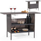 All Weather Wicker Bar Counter Table with 2 Metal Mesh Shelves
