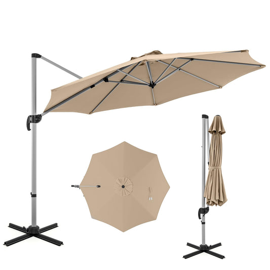 360° Rotation Offset Banana Umbrella with Tilted Design Sun Shade for Patio Market