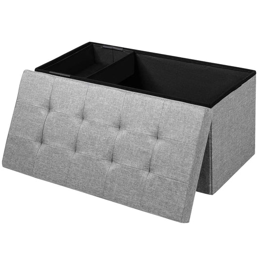 Fabric Foldable Storage Ottoman with Padded Seat for Living Room