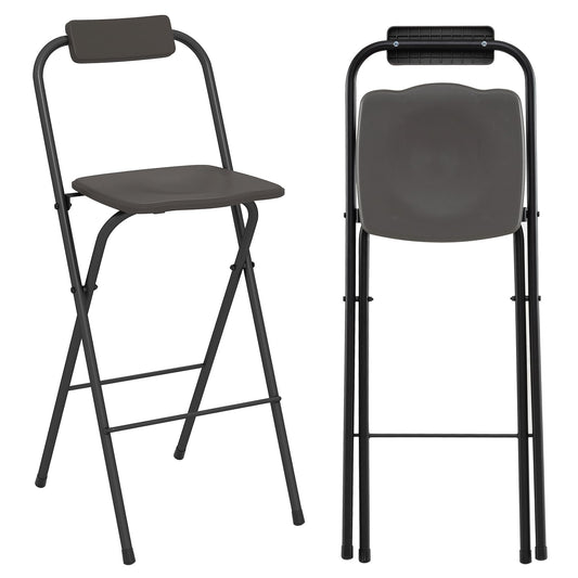 Folding Bar Stools Set of 2, Outdoor Barstools with Backrest and Footrest