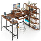 L Shaped Desk with Storage Shelves Corner Computer Desk with Charging Station
