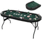 Foldable Poker Table for 8 Players Portable Oval Card Board with Cup Holders