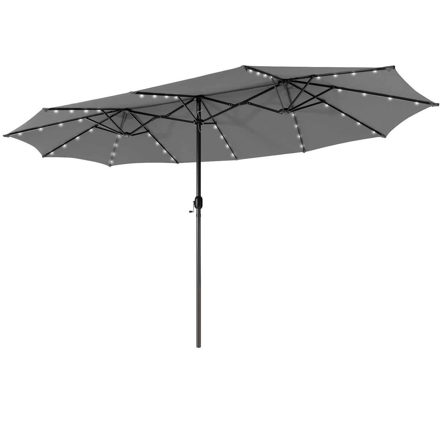 4.5m Large Patio Umbrella with 48 Solar-Powered LED Lights