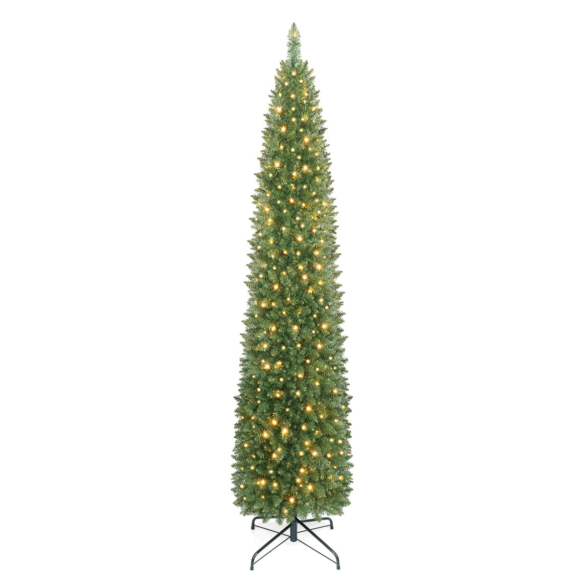 7FT Pre-Lit Artificial Christmas Tree, Slim Pencil Xmas Tree
