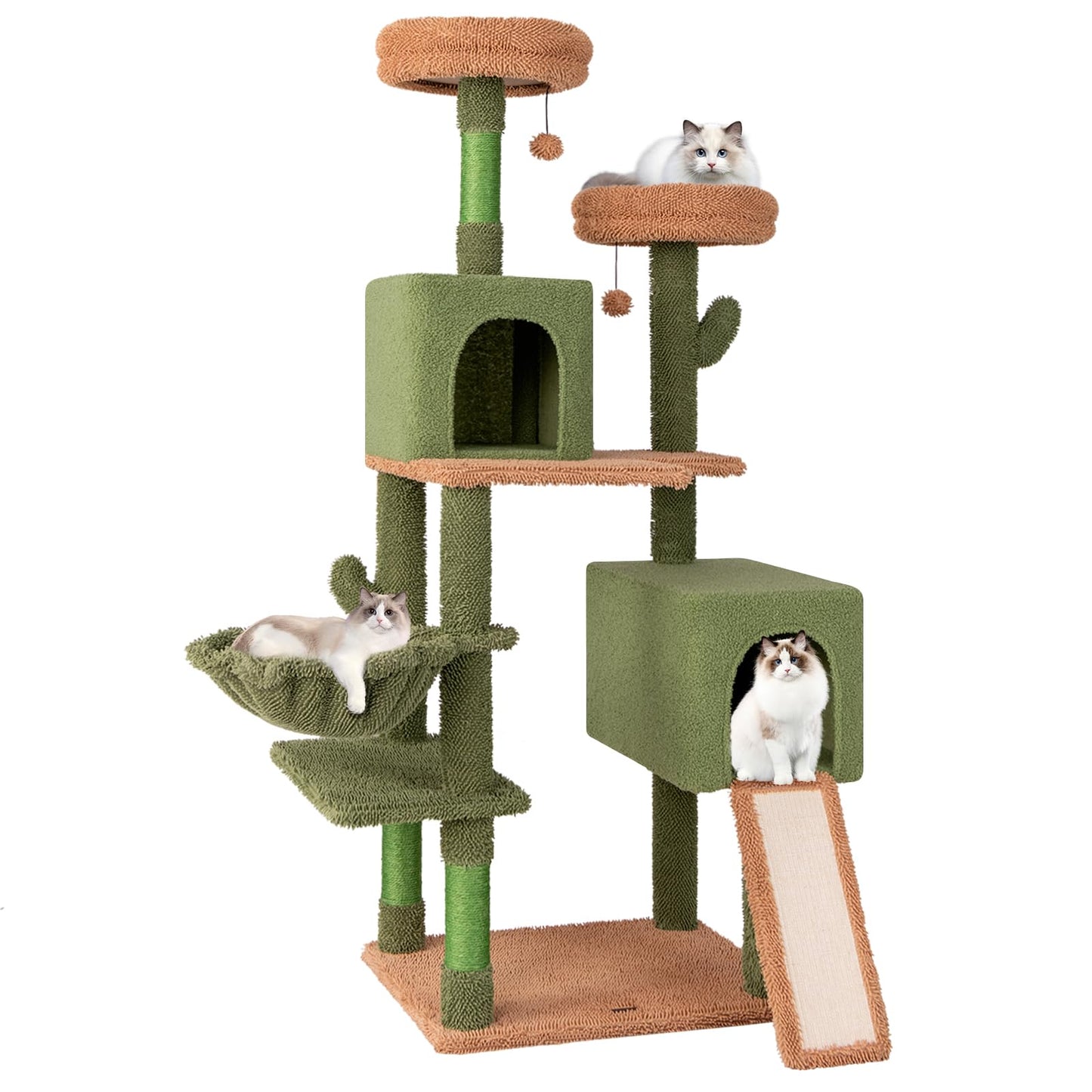 160 cm Multi-level Cactus Cat Tree for Indoor Cats with Scratching Posts