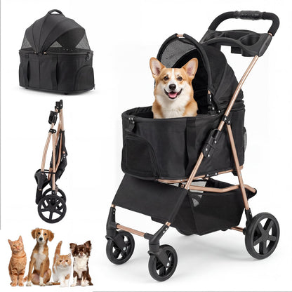 3-in-1 Pet Stroller, Foldable Dog Pushchair