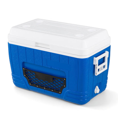 Cup Holders, Drain Plug & Mesh Storage Pocket, Portable Molded Leak-Proof Hard Cooler for Camping