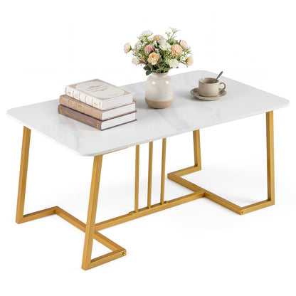 Coffee Table for Living Room, 90cm Marble Effect Center Table