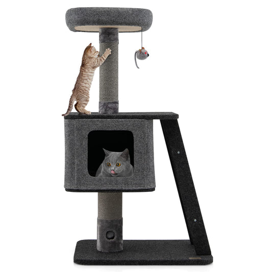 Cat Tree Tower with Scratching Ramp Posts and Top Plush Perch