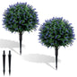 Set of 2 Artificial Topiary Ball Trees, Faux Shrub Bushes with Ground Spikes