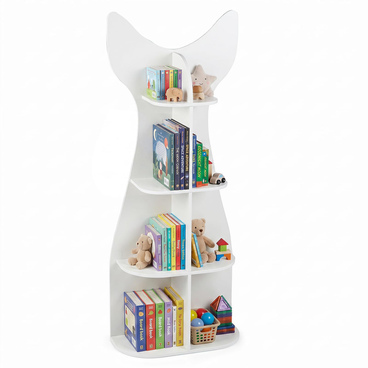 Fish-Shaped Kids Bookshelf with Open Shelves for Playroom