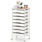 8 Drawers Storage Trolley, Rolling Utility Cart with Wooden Top