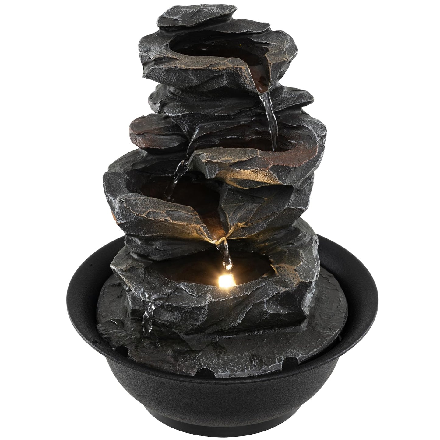 Indoor Water Fountain, Tabletop Indoor Water Feature with LED Light