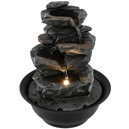 Indoor Water Fountain, Tabletop Indoor Water Feature with LED Light