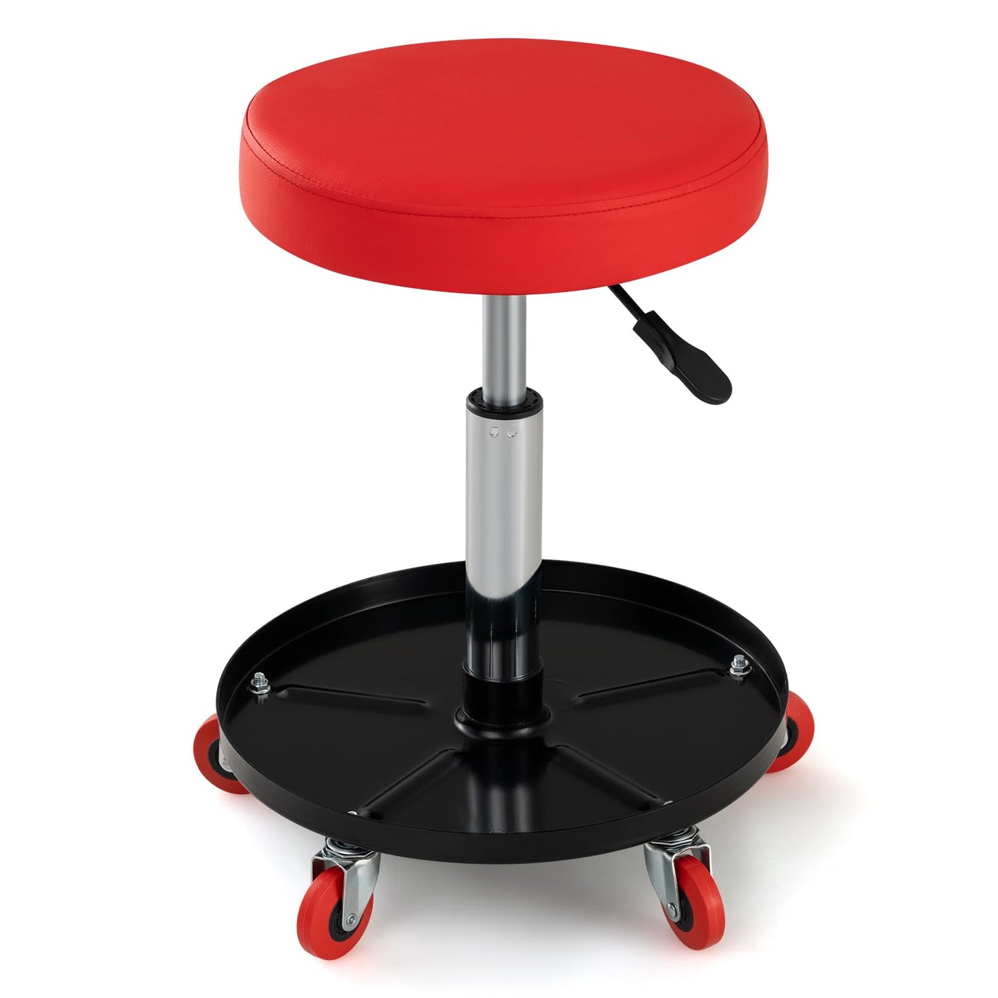 Height Adjustable Mechanic Stool with Wheels and Storage for Garage