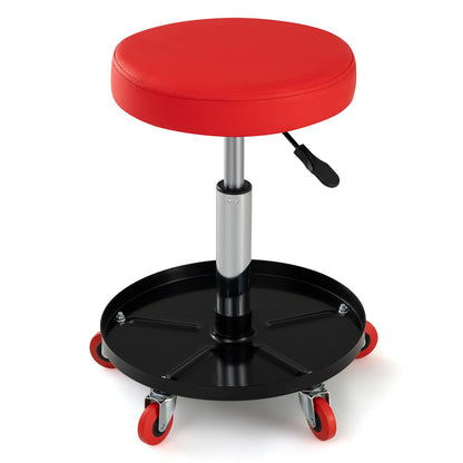 Height Adjustable Mechanic Stool with Wheels and Storage for Garage