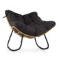 Outdoor Rocking Chair, Oversized Patio Wicker Egg Chair with Thick and Removable Cushion