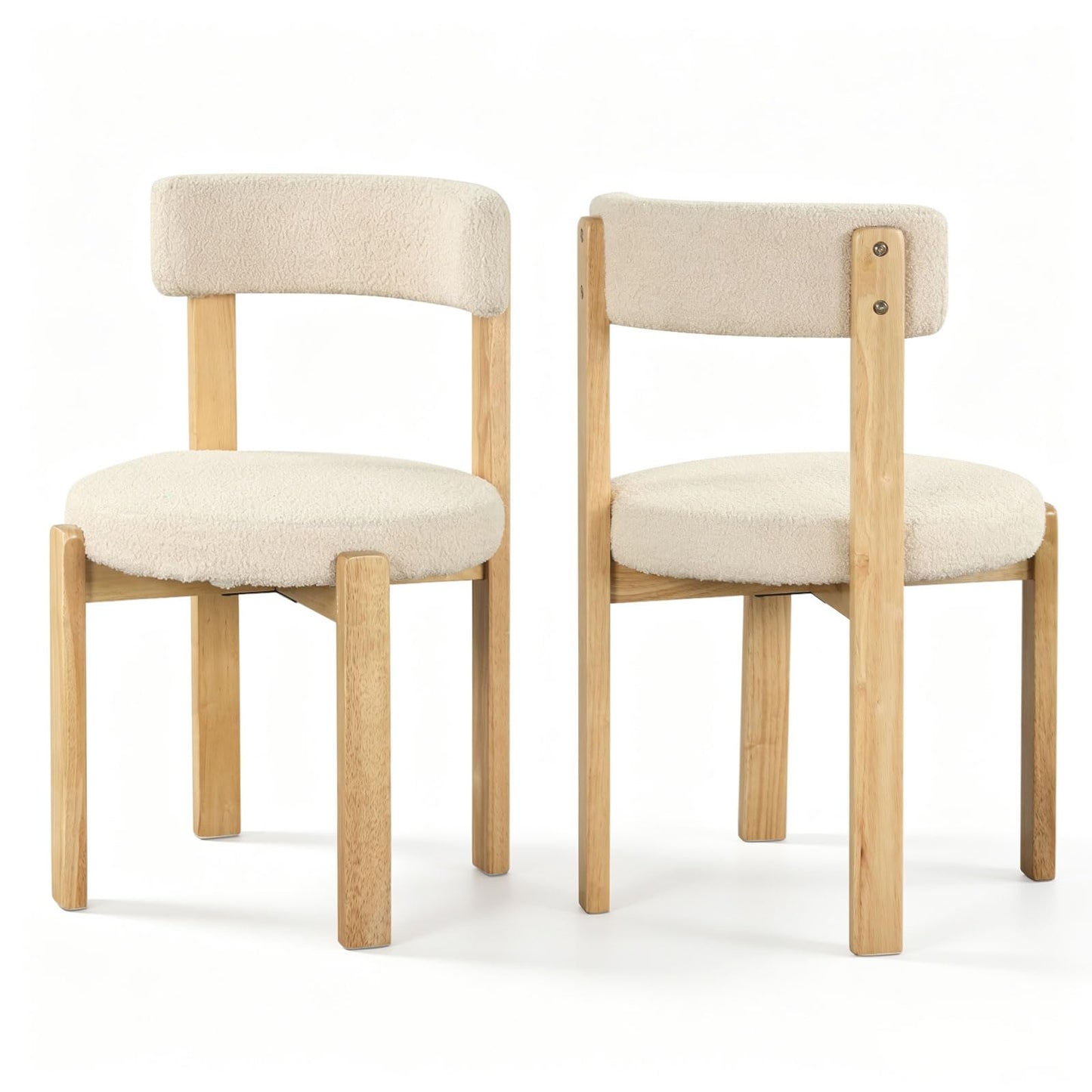 Dining Chairs Set of 2, Teddy Fleece Upholstered Kitchen Chairs with Padded Seat