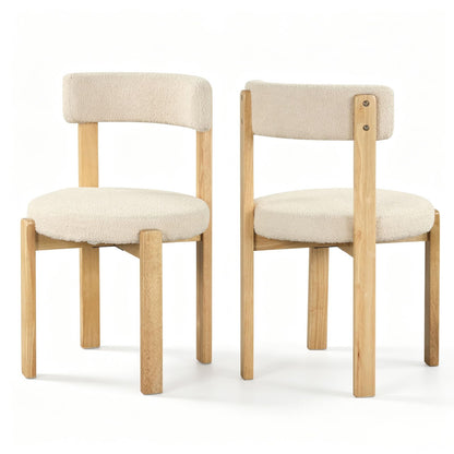 Dining Chairs Set of 2, Teddy Fleece Upholstered Kitchen Chairs with Padded Seat
