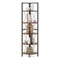 160 CM 5 tier Corner Bookshelf with Metal Frame X-shaped Brackets