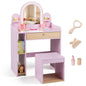 Kids Vanity with Lights and Storage Drawer with Chair for Ages 3+