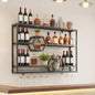 Wall Mounted Wine Rack, 3-Tier Hanging Bar Shelves
